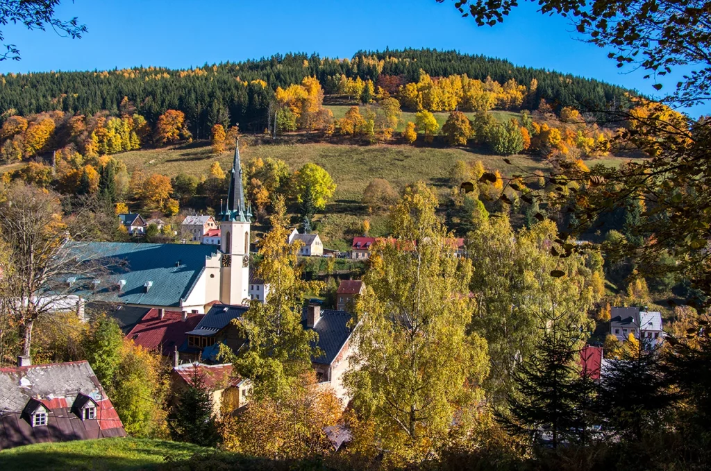 Blick auf St. Joachimsthal (Jachymov)